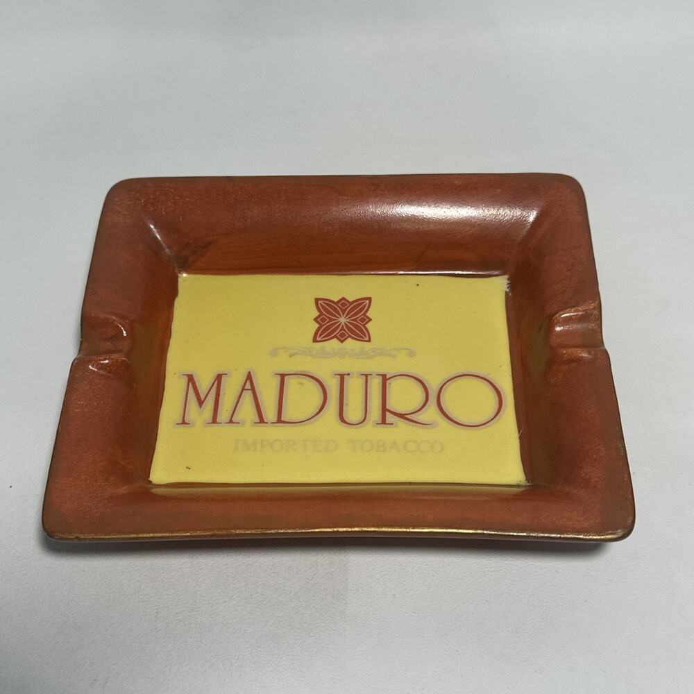 Vintage Maduro Imported Tobacco Ashtray Ceramic Smoking Ashtray Advertising